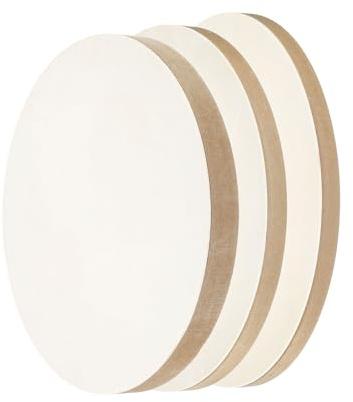PATIKIL 8 12 15.7 Wood Panels Board, Unfinished Round Art Wood Canvas Panel Painting Boards for DIY Craft Painting Use, Wood Color