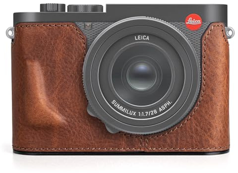 MUZIRI KINOKOO Echtem Leder Tasche für Leica Q3/Q3 43 Kamera - Braun | Premium Schutzhülle für Leica Q3/Q3 43 - mit Öffnungsboden für Akku und SD-Karte, Handgriff-Design, Kann Tripod anschließen