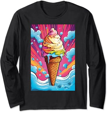 Gaufrier glacé cornet de glace glace pop art vintage rétro glacé café glacé Manche Longue