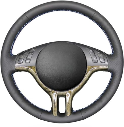 MEWANT Lenkradbezug zum Nähen für Stitch für E46 318i 325i 330ci E39 X5 | Passgenau für Custom Stitch für E46 318i 325i 330ci E39 X5 E53 Z3 E36 / 7 E36 / 8 Echtes Leder PU Kohlefaser Wildleder