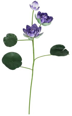 Künstlicher Lotus Prop 1 Stück Violett aus Satin, Kunststoff und Eisen