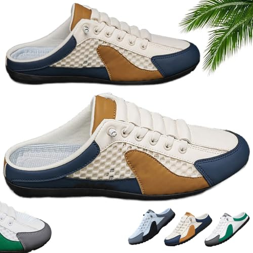 Uomini Slip on Mule Sneakers Uomini Pantofole Casual Scarpe Sportive Low Top Baotou Half Drag Sneakers per Gli Uomini (40EU,Beige)