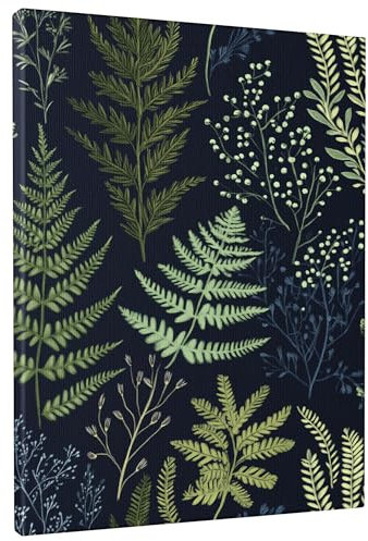 Botanical Fern Canvas Wall Art, Dark Leaf Print, Nature-Inspired Home Decor for Living Room, Bedroom, Office, Unframed 8x12 Inch