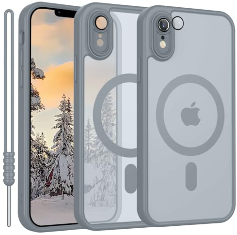 YUANDMI für iPhone XR Hülle kompatibel mit MagSafe Hell Grau | Handyhülle für iPhone XR Magnetisch Matte Touch Kameraschutz, rutschfest Kratzfest Schutz Stoßfest