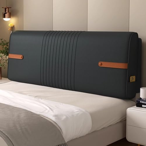 LZTET Bettkopfteil Hussen,Bett Kopfteil Bezug,RüCkenkissen Lesekissen,Weicher Strecken Leder Stoffe Staubdicht,Staubdicht Abdeckung FüR Gepolsterte Schlafzimmer Kopfteil(200 * 60 * 6cm(Paste),Black)