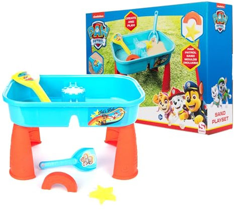 Paw Patrol Sand & Water Play Table | Outdoor Activity Table Sandbox Toy | Water Sensory Table | Paw Patrol Outdoor Toys | Kids Garden Table | Spade, Rake & Moulds Included | 3+