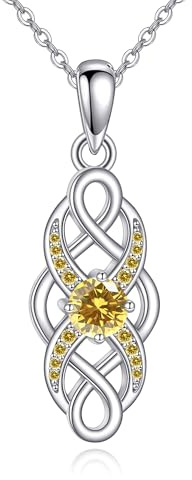 ONEFINITY Celtic Knot Necklace 925 Sterling Silver Infinity Necklace Irish Birthstone Pendant Infinity Celtic Knot Jewelry Gifts for Women