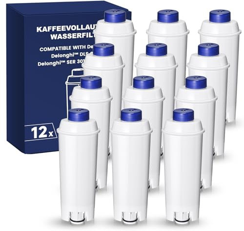 Filswa Fully Automatic Coffee Machine Water Filter, Replacement Compatible with Delonghi ECAM Series, Dinamica, Cappuccino System, Magnifica, ETAM Autentica and Various Models from Esam, (12)