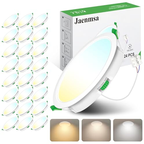 Jaenmsa Led Einbaustrahler 230v Dimmbar, 12W Flach 125-135mm Einbauø, Ip44 Led Spot, Deckenspots Warmweiß Neutralweiß Kaltweiß Ür Badezimmer, Küche, Wohnzimmer, Flur/Schlafzimmer,24er Se