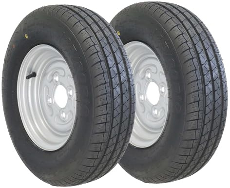 The Drive | 2x Komplettrad 145R10 82/84N (145/80R10) M+S für kleine Pkw-Anhänger | Felge 3,50x10 ET0 / ML60 – Lochkreis 4x100 | Tragkraft je 440kg – max. 140 km/h | mit Felge