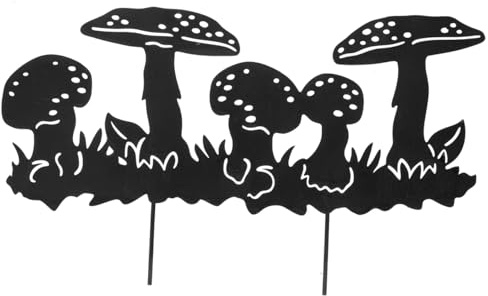 Totority Metal Hollow Mushroom Garden Stake Rustic Decorative Stake for Lawn Pathway Ornaments