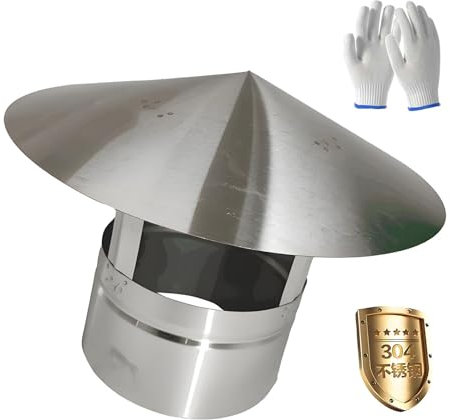 304 Edelstahl Schornsteinaufsatz, Regenhaube Für Kaminrohr Ofenrohr Abgasrohr, Kamindach Lüftungsaufsatz Regenhut, Kaminabdeckung Dicke 0.5 Mm(14 cm/5.51 in)