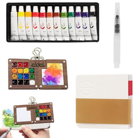 Hengrongshen Mini Aquarell Set, 24 Farben x 6ml Tuben Wasserfarben Palette, Pocket AquarellSet, Skizzenbuch Palette Set für Acrylmalerei, Aquarellmalerei, Öl, Gouache-Malerei
