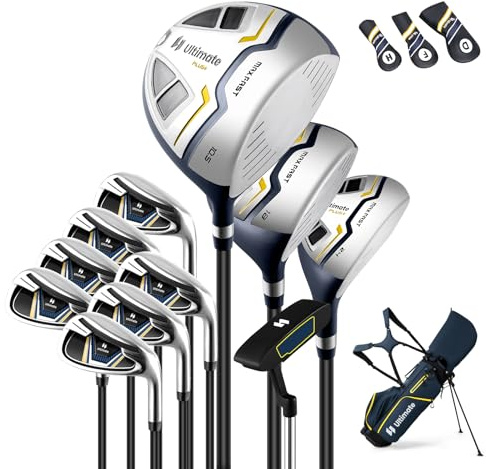 COSTWAY komplettes Herren Golfschläger Set, 9/11/15 teilige Golfschlägersätze rechtshändig mit Golftasche & Regenhaube, Golfset mit Driver & Fairway & Hybrid & Eisen & Putter