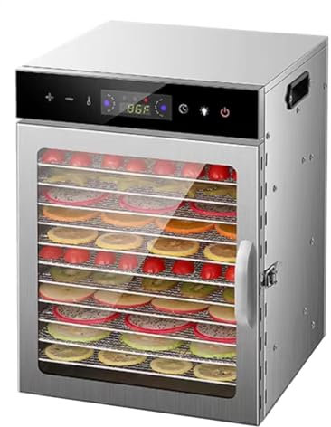 Liofilizzatore 6/8/12/18, macchina per essiccazione alimentare in acciaio inossidabile con temperatura regolabile, timer e display LCD per pesce, verdure, carne secca, erbe aromatiche, 12 strati