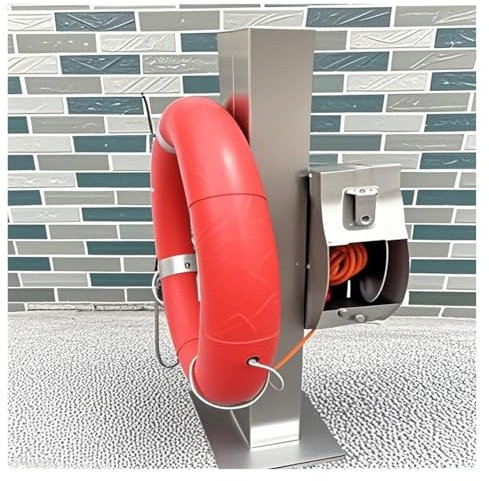 MZZKFC 1m High Metal Lifebuoy Rack, Lifebuoy Storage Bracket for Passenger Ship Deck/Cargo Ship Side/Yacht Marina, Lifebuoy Storage Cabinet with 0.4m Dia Rope Storage Disc(3 pack)