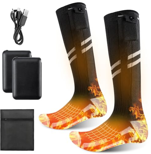 Olycism Calze Riscaldate A Batteria Per Donna e Uomo Con Batteria 5000 mAh, Calzini Elettrici Riscaldati Donna e Uomo a Batteri Suola Completa, calze riscaldanti e Lavabili (Taglia M)