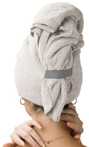 Asciugamano per asciugare i capelli, 61 x 101 cm, in microfibra, super assorbente, turbante per lana lunga e riccia, ad asciugatura rapida, per donne e ragazze, bagno e viaggi