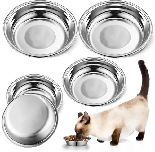 5 Piezas Cuencos de Acero Inoxidable para Gatos, 14/15.7/17.7cm | 14/15.7/17.7cm comedero Gato Perro, Cuencos para Gatos de Acero Inoxidable, Cuenco de Comida para Gato para Perros, Mascotas