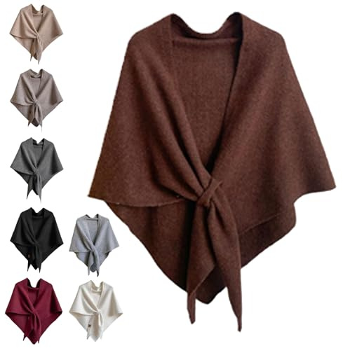 Xiyocadt Biohofer Unifarbener Damenschal, Damen Schal Aus Wollmischung In Volltonfarbe, All-Match-Dreiecksschal Umhang Poncho-Pullover, für im Frühling und Sommer, 8 Farben Passend