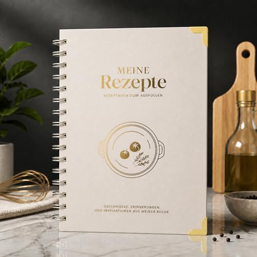 BIROYAL Kochbuch Selbst Schreiben, A5 Rezeptbuch mit Spiralbindung, Rezepte Buch zum Ausfüllen - 100 Rezepte (je 2 Seiten), mit Umrechnungstabelle, 120gsm Papier - Rezeptbuch zum Selberschreiben