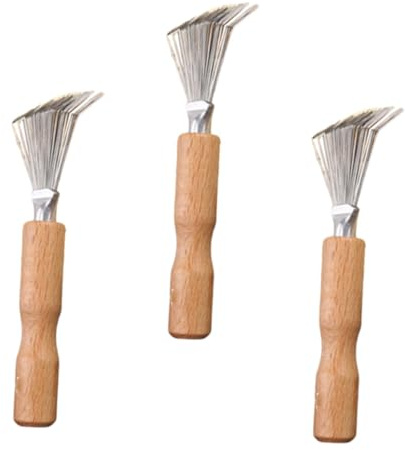 Limpiador de Cepillos de Pelo de Madera Amarillo, 3 Piezas | Mango Ergonómico, Retira Cabello de Peine o Cepillo, Uso en Viaje y Hogar