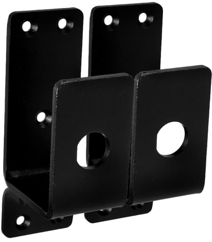 TOVINANNA Supports Robustes en U pour Barres de Sécurité de Porte Jeu de 2 Pièces Métal Noir Système de Verrouillage Abaissable pour Renfort de Porte D’Appartement et Maison Protection