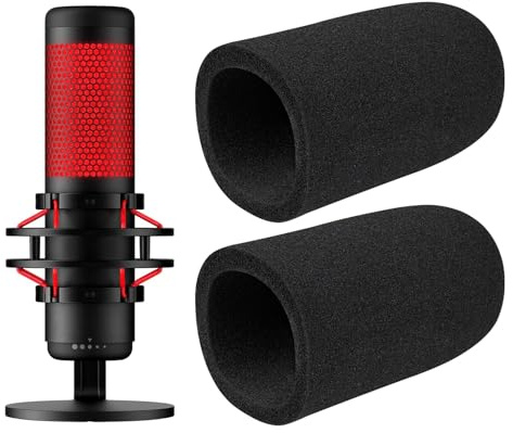 SOULWIT 2Pcs Microphones Pop Filter for HyperX QuadCast/QuadCast S/QuadCast 2S, Protective Mic Cover Windscreen Foam - Black