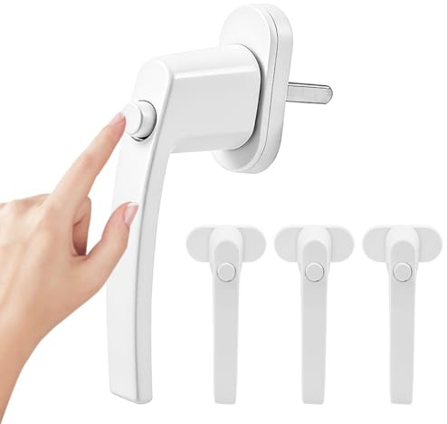 Lot de 4 verrous de fenêtre avec bouton, serrure de fenêtre sans clé, longueur de la tige 35 mm, poignées de fenêtre, sécurité enfant, serrure de fenêtre verrouillable, serrure de fenêtre en aluminium