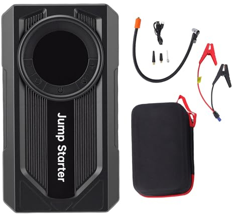 Garsent Démarreur de Saut avec Compresseur d'air, Démarreur de Voiture Portable 2000 A, Alimentation de Démarrage d'urgence, Gonfleur de Pneu 50 Psi avec Lumière LED, Charge Rapide PD