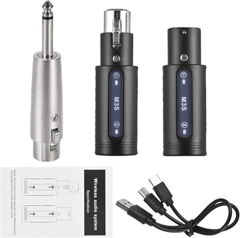 Naroote Microfonico XLR Dinamico Wireless con Effetti di Guadagno Integrati per Eventi Dal Vivo con Altoparlanti PA, Guscio in ABS Nero, Distanza Effettiva <80 Piedi, per Matrimoni e Riunioni