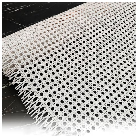 Blanco Correas de Caña Ratán Rollo PE,Rejilla de Mimbre Plástico Trenza Vienesa,Hoja de Tela de Bastón por Metros,Tejido de Caña para Silla Gabinete Decoración del Hogar(40cmx2m)