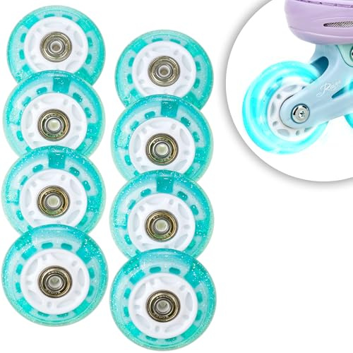 RAVEN Rollen LED leuchtende Ersatzrollen für Inlineskates mit Kugellager 64mm oder 70mm Set - 8 Stück (Isla Violet, 70mm (Set - 8 Stück))