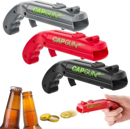 3 pistolas de tapa divertidas, abridor de botellas, pistola, pistola de tapa de cerveza, abridor de botellas, artilugios para hombres para casa, bar, fiesta, beber y spie