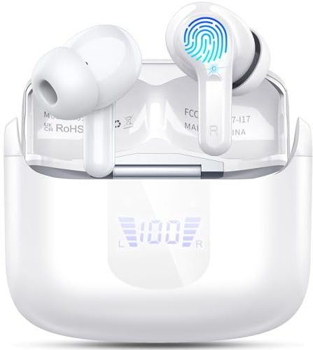 Ordtop Wireless Earbuds, 2026 Bluetooth 5.4 Headphones in Ear, 6D-Stereo | 50+Hrs Deep Bass Ear buds, 4 ENC Noise Cancelling Mic Earphones Sport, IP-X7 Waterproof USB-C Headset for Phones Laptop Pad