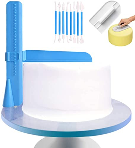 COZY GADENT Adjustable Cake Scraper, Plastic Cake Cream Smoother, Easy Comb Set Edge Side Decorating Tools, With Tools 3 in 1