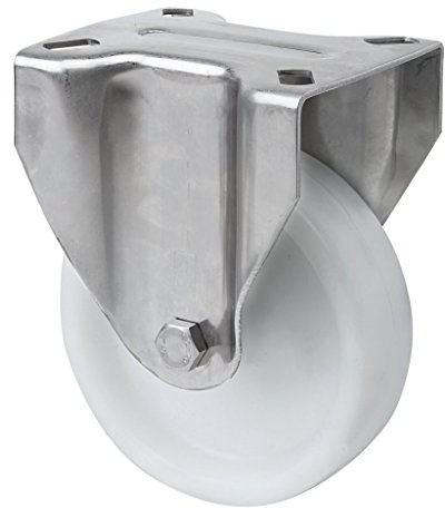 Transportgeräterolle Edelstahl 150 mm Rad aus Polyamid Anschraubplatte Bockrolle V2A INOX Edelstahlrolle Polyamidrad