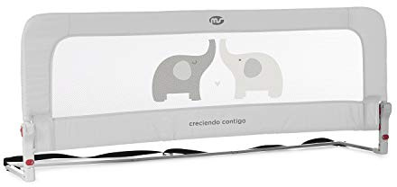 ms BabyWorld - Barrera Nido 3016 - Barrera para Cama de 2 Alturas Abatible, 50 x 30 x 150 cm, Gris