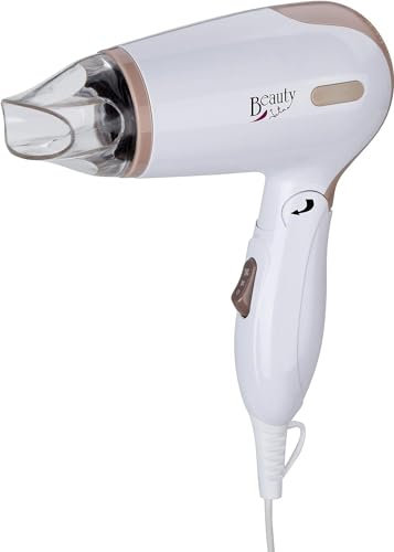 Jata SC47b Secador De Pelo De Viaje Con Difusor Mango Abatible Bitensión 3 Posiciones De Caudal De Aire Concentrador De Aire 1200 W, Blanco