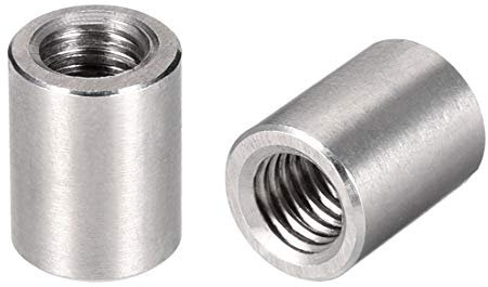 sourcing map M8 Écrou Accouplement Manchon Filet Couplage Rond Connecteur 304 Acier Inox 15mm Longueur Paquet de 5