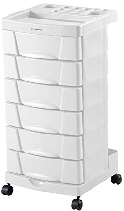 DOMPEL Carro de Mantenimiento, Almacenamiento Profesional Beauty Care con Ruedas y 6 Cajones - Peluquería/Barbería/Perfumería/Cosméticos/Salón/Tatuaje - Made IN Brasil - Blanco