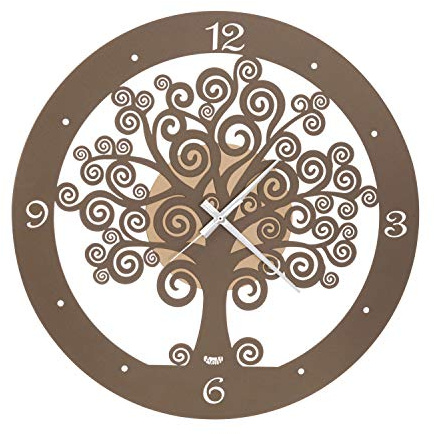 Arti & Mestieri Albero della Vita - Orologio da Parete di Design 100% Made in Italy - in Ferro, Diametro 55 cm - Oro Laccato e Bronzo