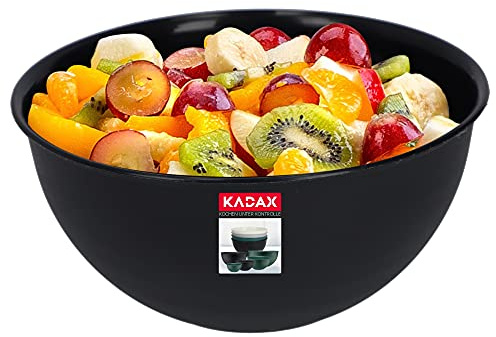 KADAX Schüssel aus Kunststoff, Salatschüssel, stapelbare Rührschüssel, Plastikschüssel, Küchenschüssel, runde Servierschüssel für Küche, Salat, Teig, spülmaschinenfest (3L, anthrazit)