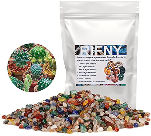 RIFNY Kieselsteine für Aquarium Blumentopf Deko Steine kleine Natur Kristall Achat Kies für Sukkulenten Kaktus Terrarium DIY Balkon Pflanztöpfen Dekorative, 680g, Gemischt