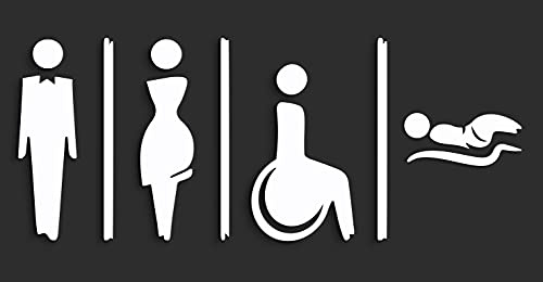 SIGNS - 15 cm Geprägt Baby Wickelraum Aufkleber Toilette türschild, Damen Herren wc schild Rollstuhlfahrer Behindert (4 Symbole Ihrer Wahl, Weiß)