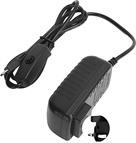 Power Supply for, 5V 3A with Switch Button Integrated Micro USB Adapter, Waterproof and Lightweight, 100‑240V(UK)