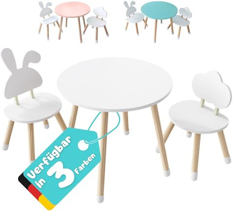 KYWAI®- kindertisch mit 2 stühlen, kindersitzgruppe, aus Holz,Weiß, Kleiner Tisch,kindersitzgruppe, Kinderzimmer, Schlafzimmer, nordischer Stil (weiß)
