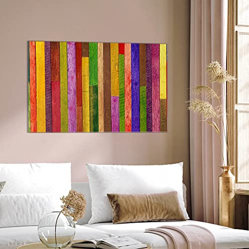 banjado Glas Magnettafel (75 x 50cm) - Magnetwand Glas - Magnetpinnwand als Memoboard - Pinnwand Magnettafel Küche, Büro, Kinderzimmer - Holz Collage Bunt