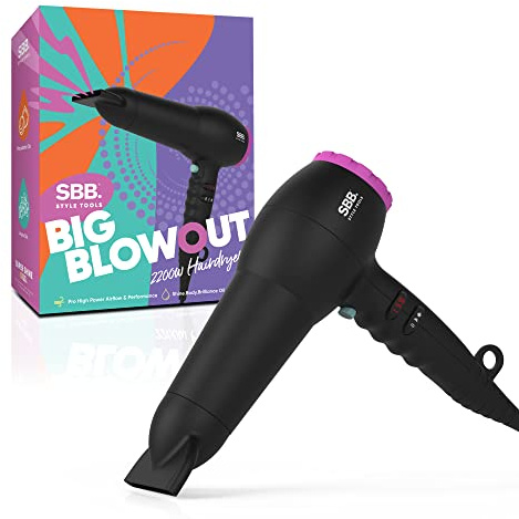SBB Style Tools – Big Blowout Power 2200W Hair Dryer – Leicht, schnelles Trocknen, 4 Hitze- und 2 Geschwindigkeitsstufen mit Macadamia- und Argan-Haaröl für Frizz-Kontrolle