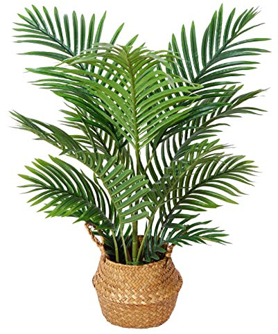 Kazeila Kunstpflanzen Groß 90cm Künstliche Palme Pflanzen Fake Pflanzen Plastik Kunstpalme Pflanze Deko für Home Wohnzimmer Schlafzimmer(1PACK)